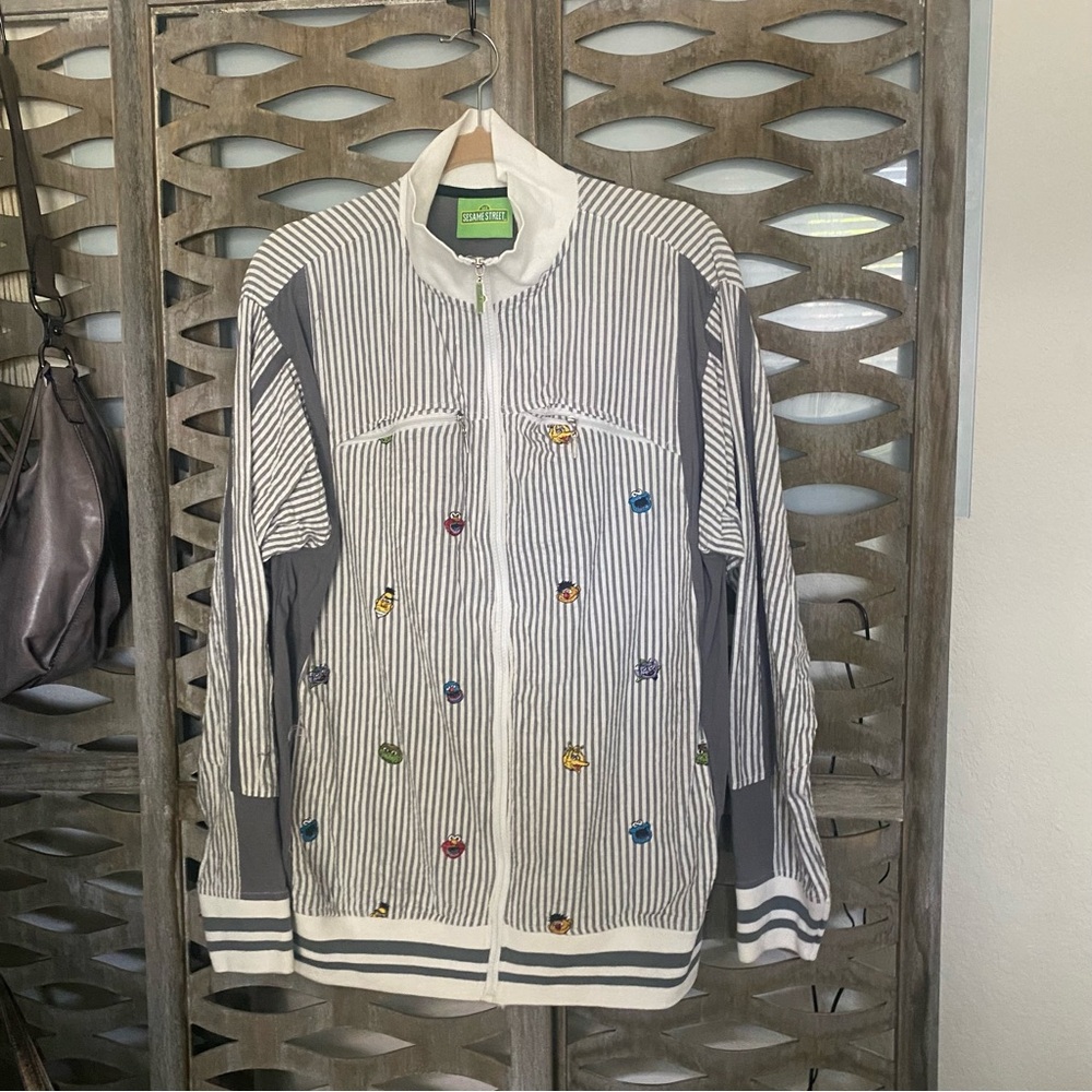 Sesame Street Gray Lightweight Varsity Jacket